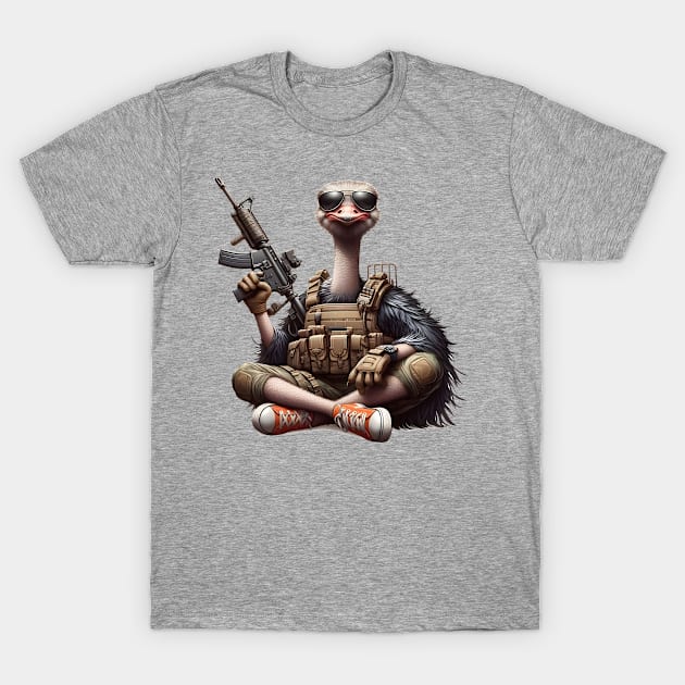 Tactical Ostrich T-Shirt by Rawlifegraphic